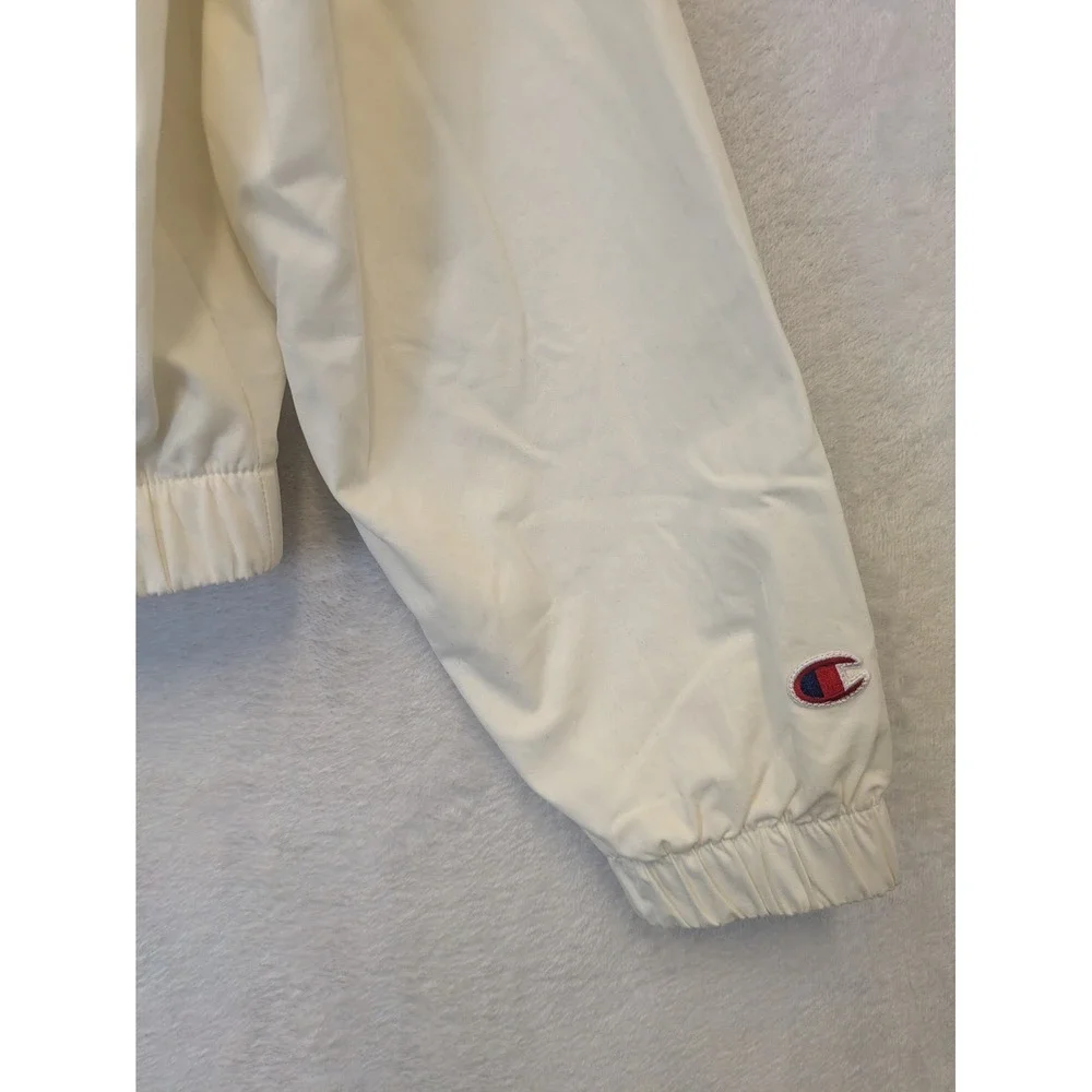 Champion Women Cream Athletic Jacket University‎ Logo Full Zip Size S